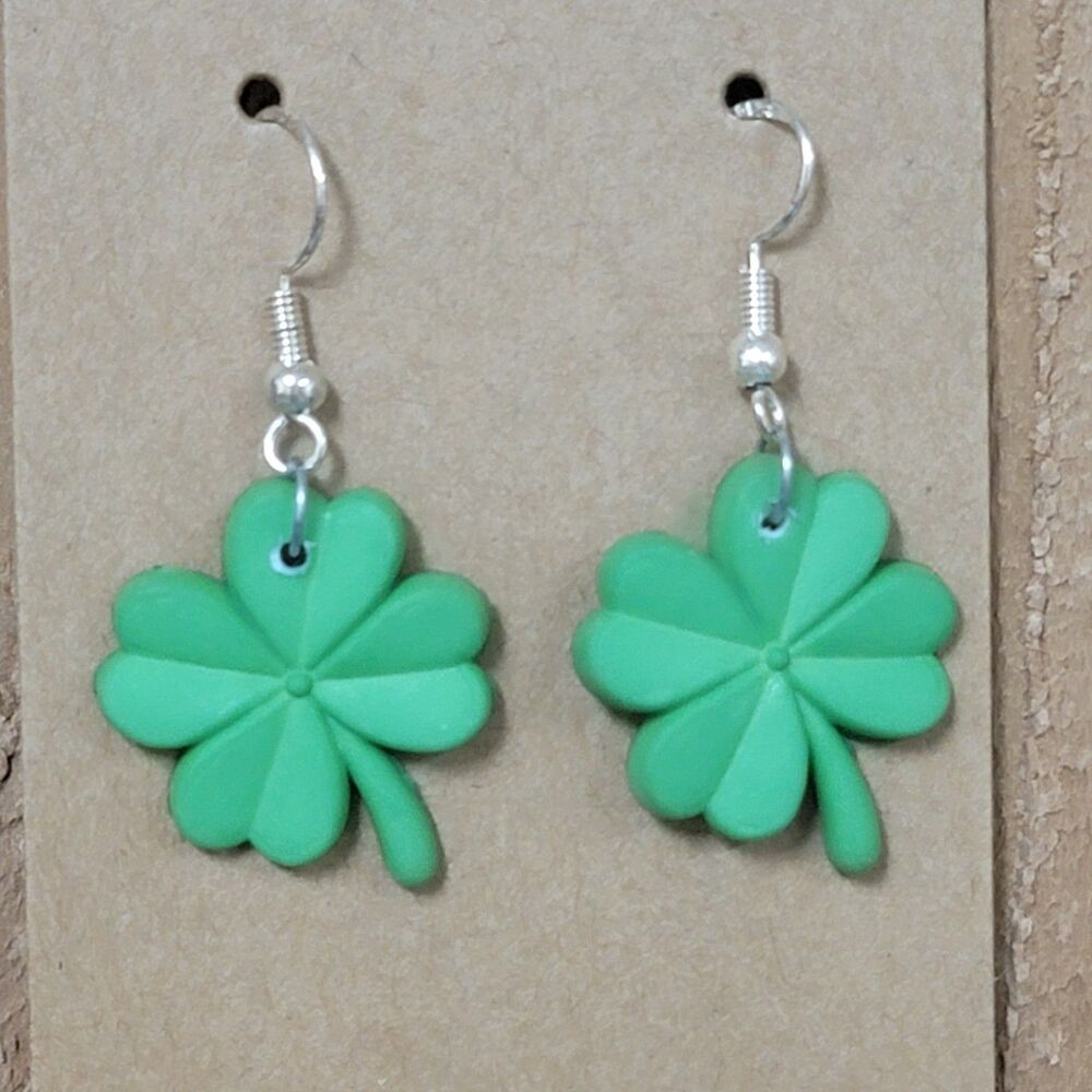 Handcrafted Green Shamrock Earrings St Patrick's Day Irish